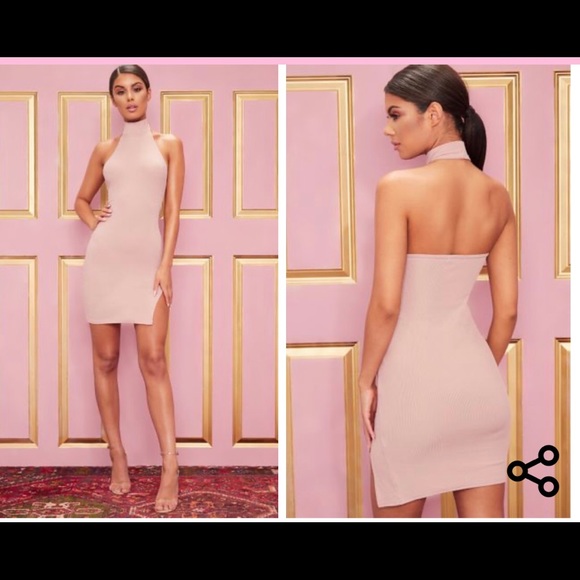 Prettylittlething halter bodycon dress UK 10/US 6 - Picture 1 of 3